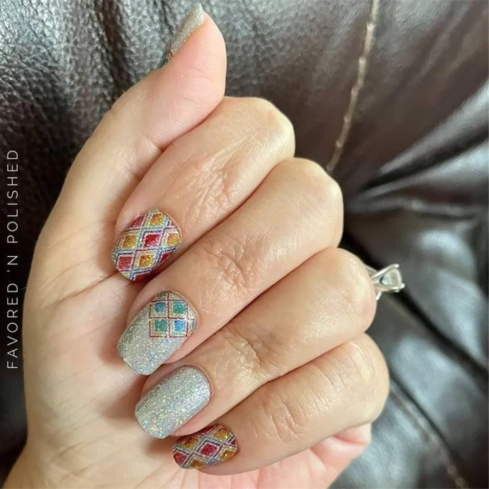 Color Street Pinball Queen Arcade Silver & Holographic Glitter Nail Strips